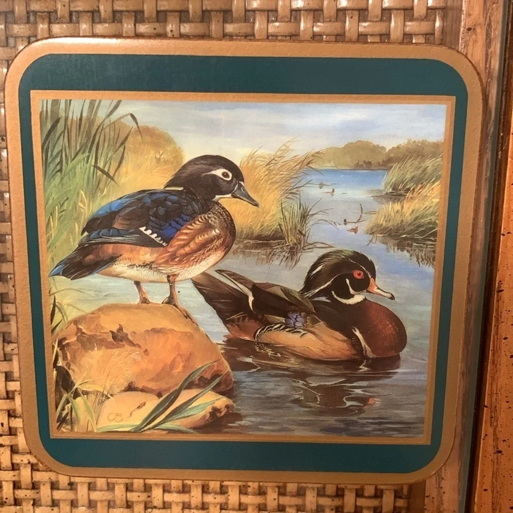 Pimpernel Duck Themed Acrylic Traditional Coasters Vintage Retro Home Decor